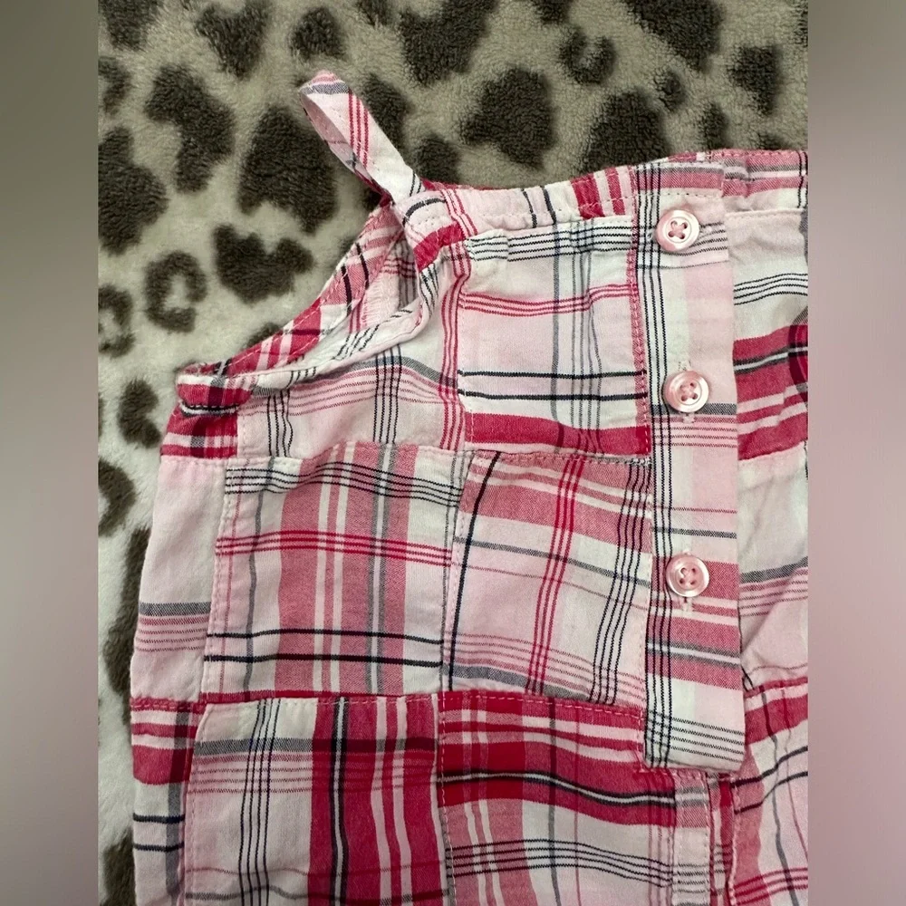 Old Navy Plaid Patchwork Onesie One Piece Romper in White Pink Size 6-12 months